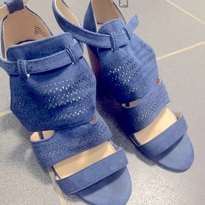 Violet and Red platform sandals